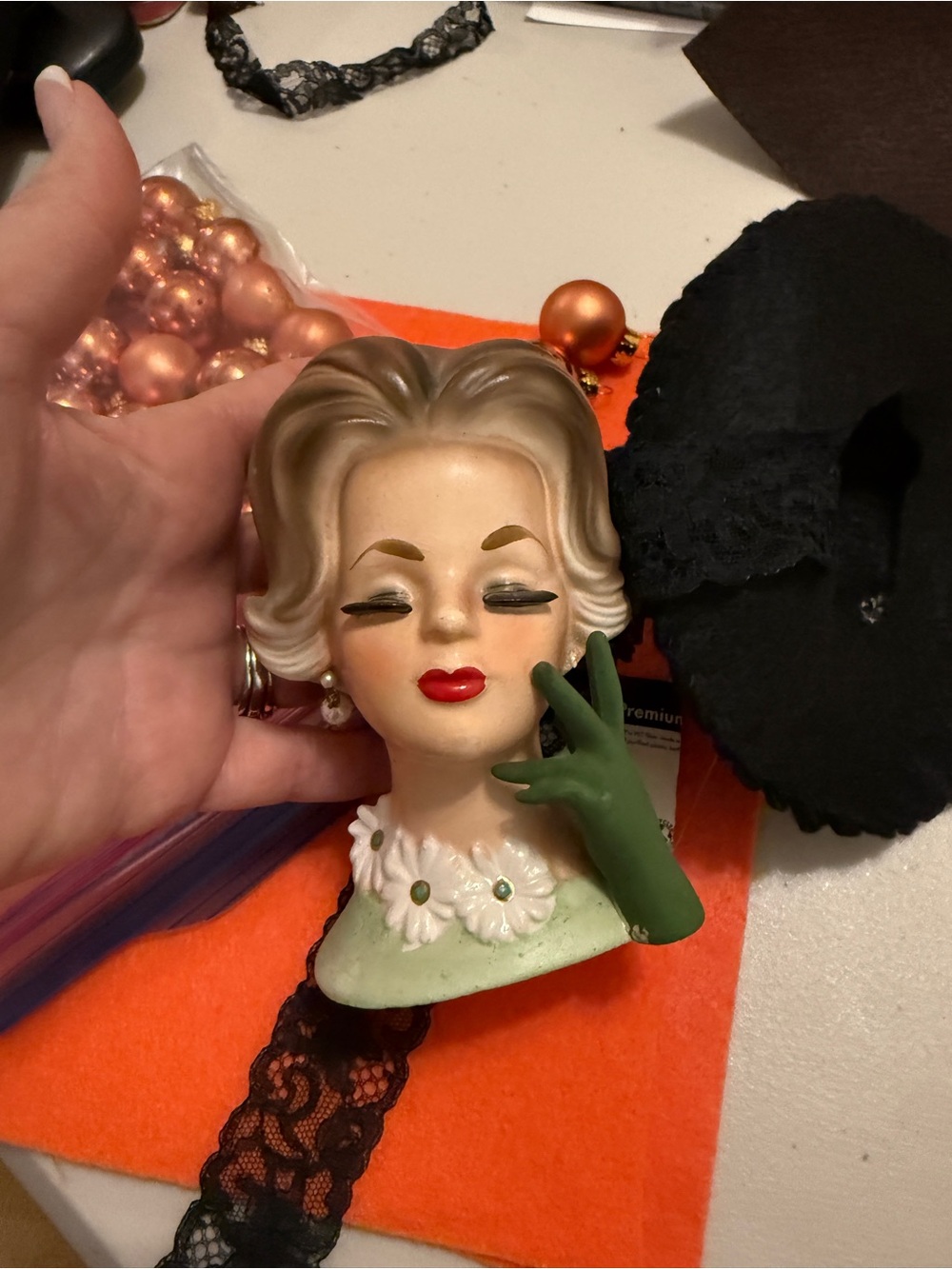 OOAK Fall Witch Dorris Day Napco Head Vase made by Me! - Picture 13 of 17
